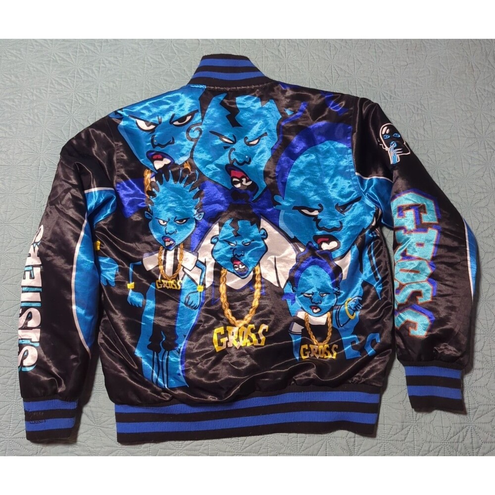 HGC The Gross Sisters 2001 Black Blue Satin Bomber Jacket Proud Family Sz S - Picture 3 of 9